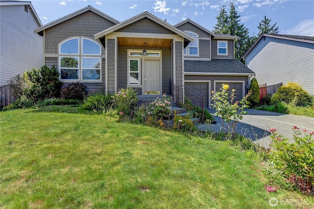 14531 86th Pl NE, Kenmore, WA 98028 - view of front of house with driveway, a front lawn, and a garage