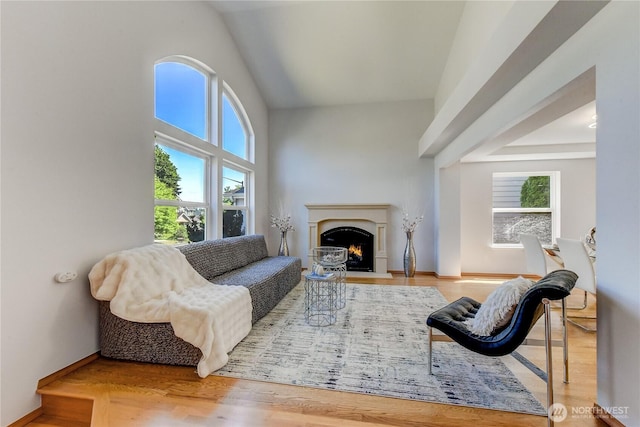 14531 86th Pl NE, Kenmore, WA 98028 - living area with wood finished floors and a fireplace with flush hearth
