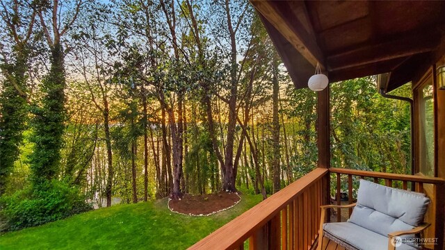 14427 Silven Ave NE, Bainbridge Island, WA 98110 - wooden deck featuring a yard