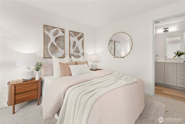 1206C NW 83rd St, Seattle, WA 98117 - bedroom featuring light colored carpet and ensuite bathroom