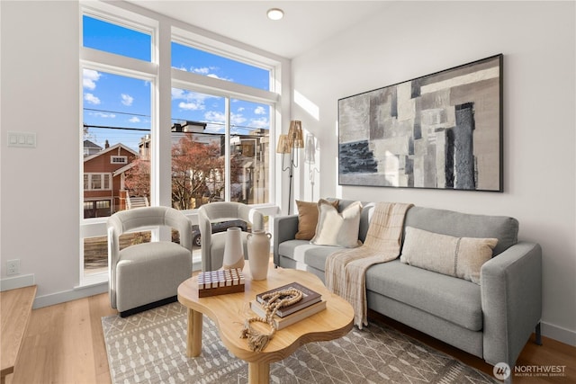 1206C NW 83rd St, Seattle, WA 98117 - living room with wood finished floors and baseboards