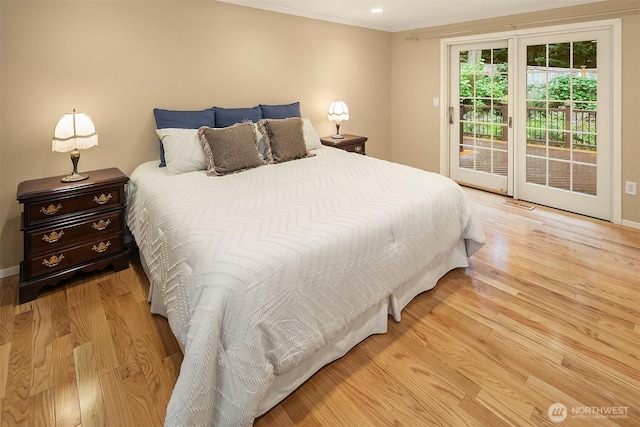 12810 NE 32nd Pl, Bellevue, WA 98005 - bedroom with access to outside, wood finished floors, ornamental molding, and baseboards