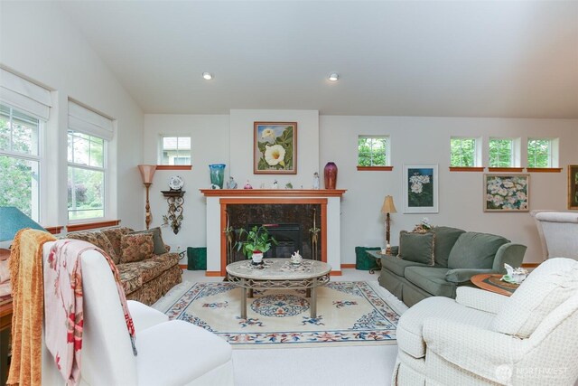 1770 SW Aberdeen Ct, Oak Harbor, WA 98277 - living room featuring a fireplace and recessed lighting