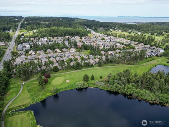 1770 SW Aberdeen Ct, Oak Harbor, WA 98277 - aerial view of property and surrounding area featuring nearby suburban area, a large body of water, and a golf club