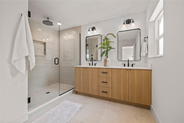 6730 21st Ave SW, Seattle, WA 98106 - bathroom with a shower stall and double vanity