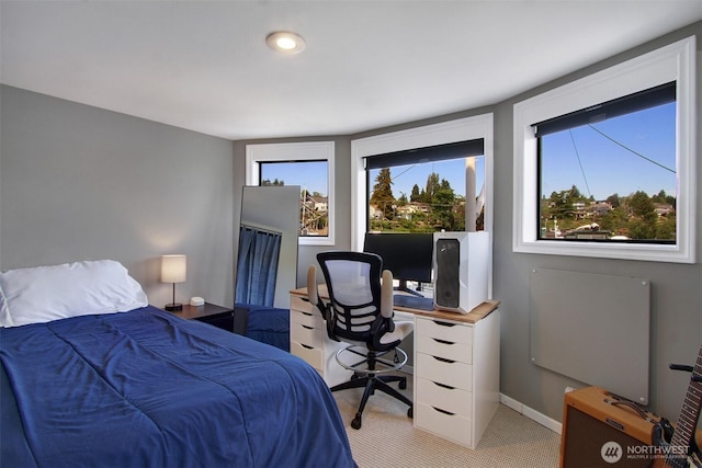 2401 N Northlake Way Unit B13, Seattle, WA 98103 - bedroom with multiple windows, baseboards, and light carpet