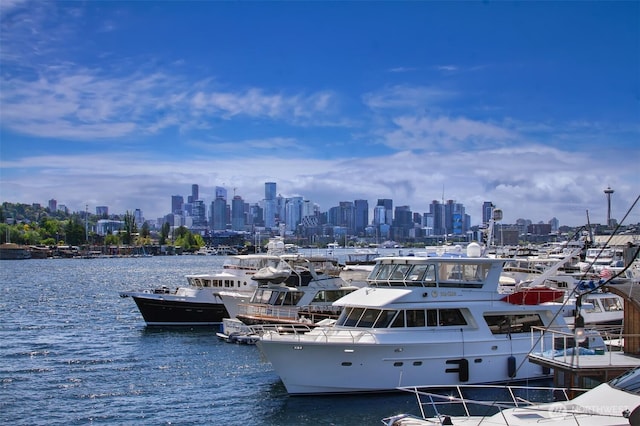 2401 N Northlake Way Unit B13, Seattle, WA 98103 - dock featuring a view of skyline and a water view