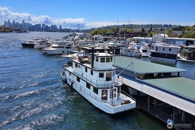 2401 N Northlake Way Unit B13, Seattle, WA 98103 - dock area with a water view and a view of skyline