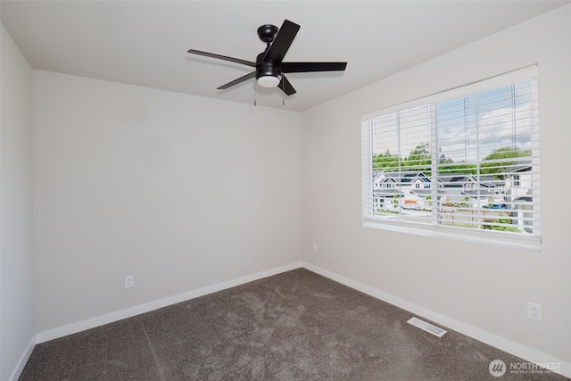 9422 Fairhaven Cir NE, Bremerton, WA 98311 - empty room with dark carpet, a ceiling fan, and baseboards