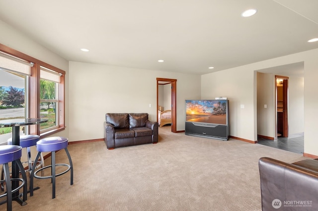 205 Butte Rd, Chelan, WA 98816 - carpeted living room featuring recessed lighting and baseboards