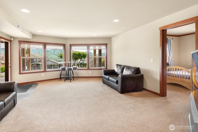 205 Butte Rd, Chelan, WA 98816 - living room with carpet flooring, baseboards, and recessed lighting