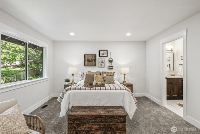 27302 NE 153rd Pl, Duvall, WA 98019 - bedroom featuring carpet floors, ensuite bath, recessed lighting, and baseboards