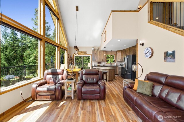 55 Wrangler Ln, Leavenworth, WA 98826 - living area with a towering ceiling and light wood-type flooring