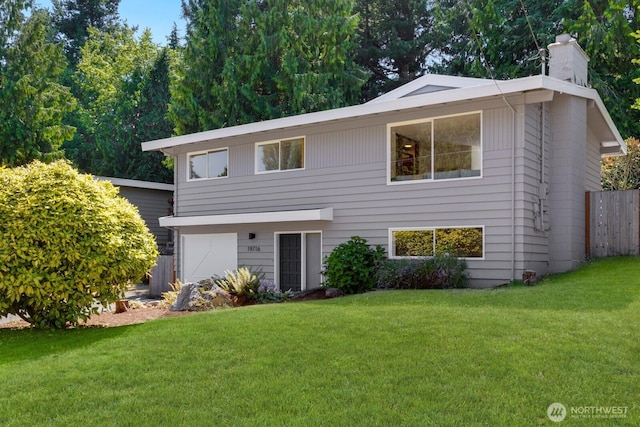 19716 81st Pl W, Edmonds, WA 98026 - view of front of house with a chimney and a front lawn