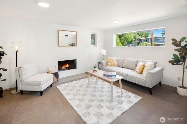 19716 81st Pl W, Edmonds, WA 98026 - living room featuring carpet and a fireplace