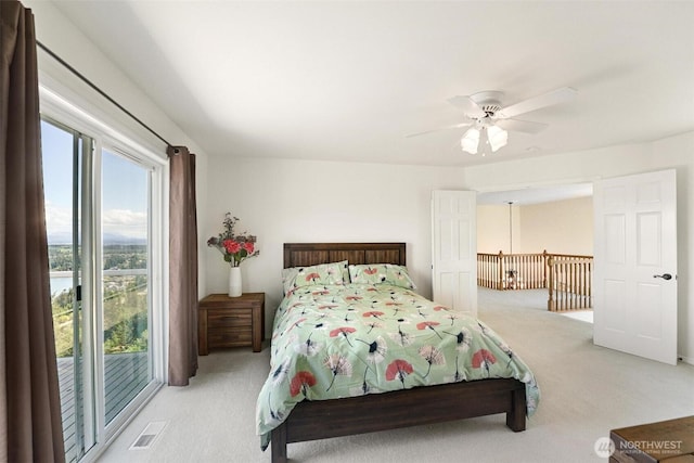 1048 Cassius Ct, Camano Island, WA 98282 - bedroom featuring carpet flooring, access to outside, and ceiling fan