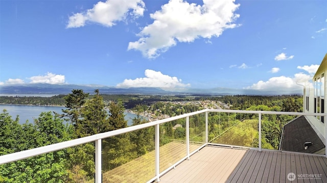 1048 Cassius Ct, Camano Island, WA 98282 - wooden deck featuring a water view and a forest view