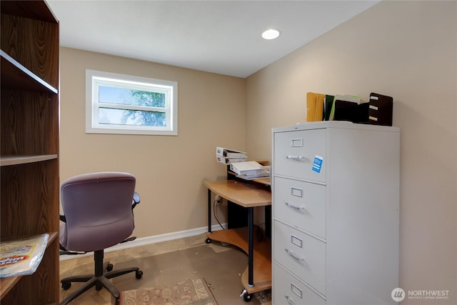 20925 SE Renton-Maple Valley Rd, Maple Valley, WA 98038 - home office with baseboards, concrete flooring, and recessed lighting