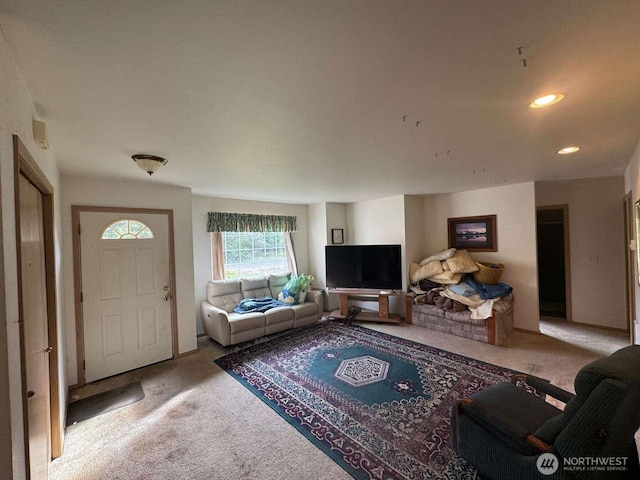 368 Snahapish Ave SE, Ocean Shores, WA 98569 - living area featuring carpet floors and recessed lighting