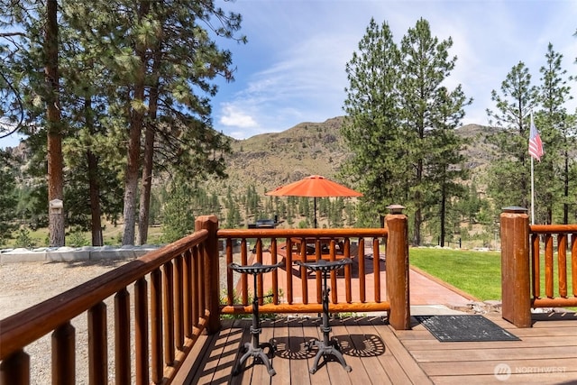 21 Oakes Dr, Tonasket, WA 98855 - wooden deck featuring a mountain view