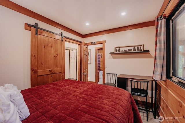 15033 Welcome Rd, Glacier, WA 98244 - bedroom with recessed lighting and a barn door