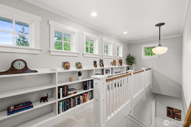 4825 Bayshore Ln NW, Olympia, WA 98502 - hall featuring crown molding and recessed lighting