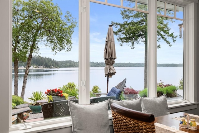 4825 Bayshore Ln NW, Olympia, WA 98502 - sunroom featuring a water view and plenty of natural light
