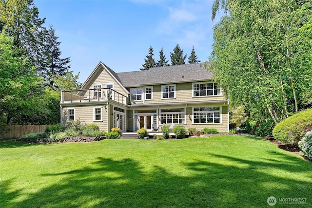 301 Weaver Rd NW, Bainbridge Island, WA 98110 - back of property with a balcony and french doors