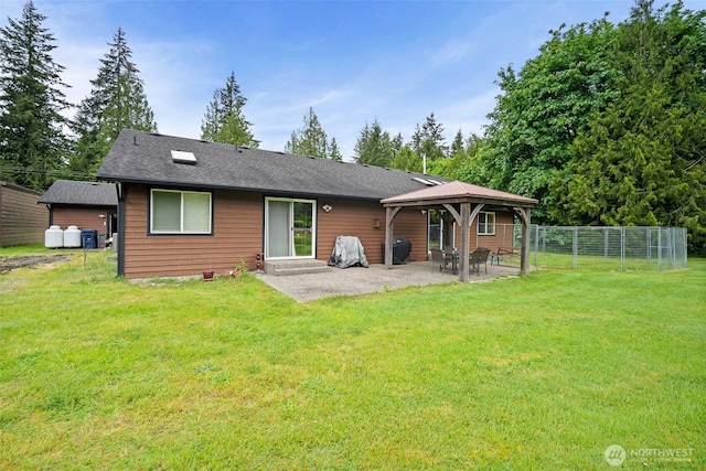 23405 Jordan Rd, Arlington, WA 98223 - rear view of property featuring a gazebo, a patio area, and roof with shingles