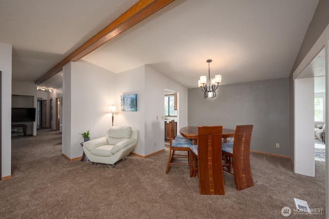 18226 Road B NW, Ephrata, WA 98823 - carpeted dining space featuring a chandelier and baseboards