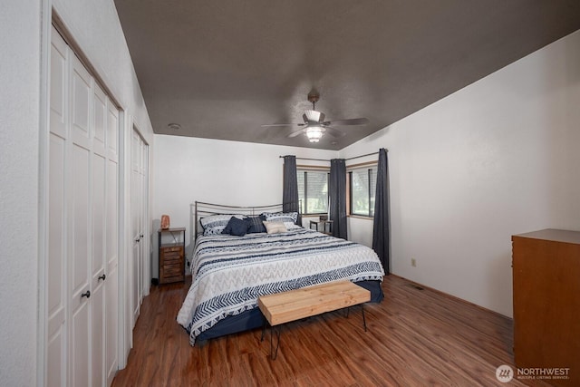 18226 Road B NW, Ephrata, WA 98823 - bedroom featuring wood finished floors, a closet, and a ceiling fan