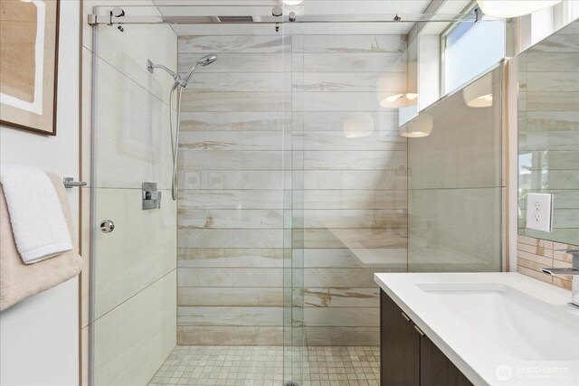 8838 Interlake Ave N, Seattle, WA 98103 - full bathroom with vanity and a shower stall