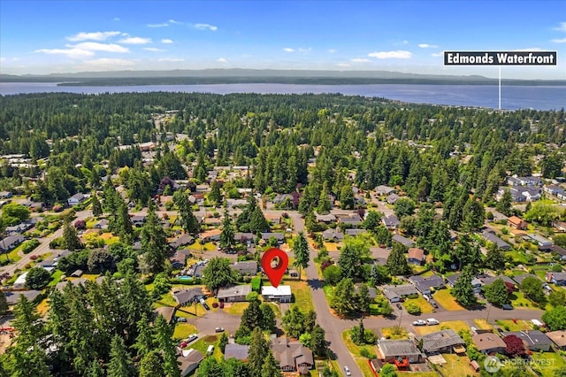 22606 87th Ave W, Edmonds, WA 98026 - view of property location with a heavily wooded area, a nearby body of water, and nearby suburban area