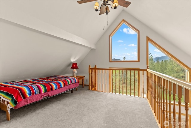 11 Appaloosa Rd, Winthrop, WA 98862 - carpeted bedroom featuring vaulted ceiling and ceiling fan