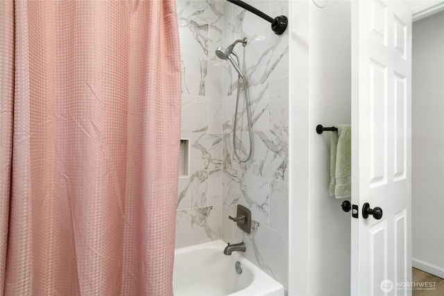 1123 Mather Dr, Moses Lake, WA 98837 - bathroom featuring shower / bath combo with shower curtain
