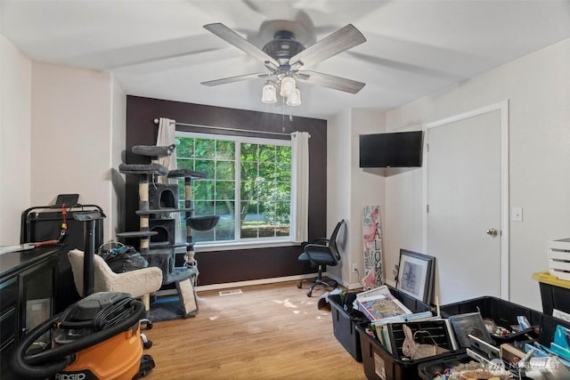 17943 Clear Lake Blvd SE, Yelm, WA 98597 - office with wood finished floors, a ceiling fan, and baseboards