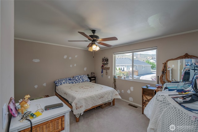 1722 Lincoln Park Cir, Wenatchee, WA 98801 - carpeted bedroom with baseboards, ornamental molding, and ceiling fan