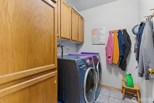 9264 Horizon Ln SE, Port Orchard, WA 98367 - washroom with separate washer and dryer, cabinet space, light tile patterned floors, and baseboards