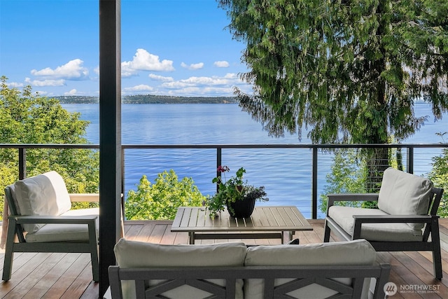14830 Glen Acres Rd SW, Vashon, WA 98070 - balcony featuring a water view and an outdoor living space