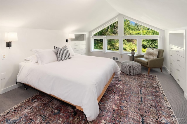 14830 Glen Acres Rd SW, Vashon, WA 98070 - carpeted bedroom featuring lofted ceiling and baseboards