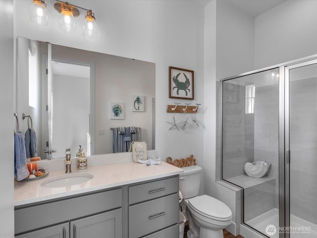 14505 117th St NE, Lake Stevens, WA 98258 - full bathroom with vanity, toilet, and a stall shower