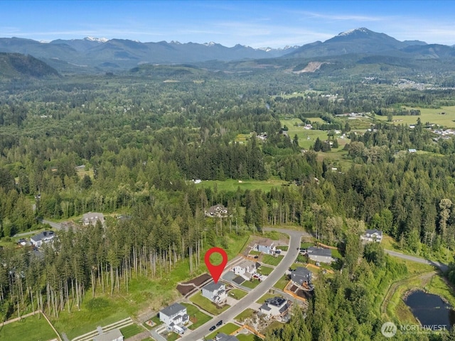 14505 117th St NE, Lake Stevens, WA 98258 - aerial view of property's location with a heavily wooded area and mountains