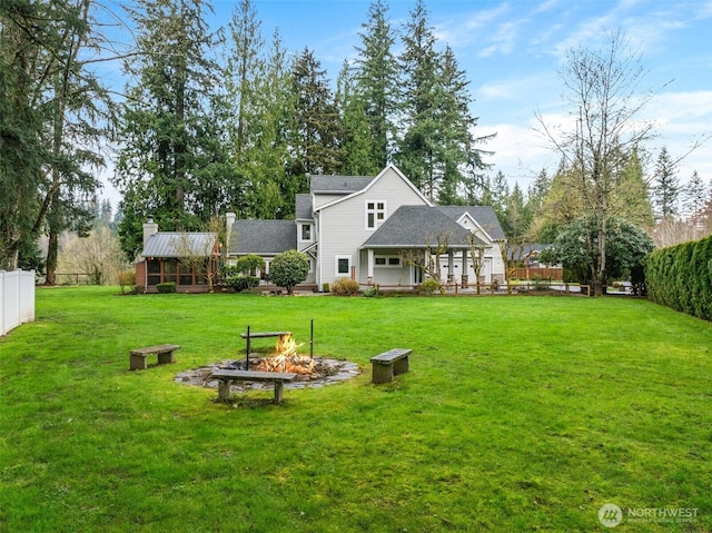 33025 129th Way SE, Auburn, WA 98092 - back of house featuring a fire pit and a chimney