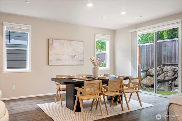 14126 SE 240th Pl, Kent, WA 98042 - dining space with wood finished floors, recessed lighting, and baseboards