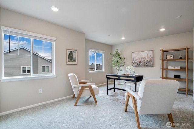 14126 SE 240th Pl, Kent, WA 98042 - office area with light carpet, baseboards, and recessed lighting
