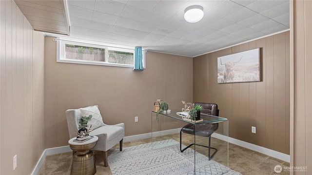 3953 153rd Ave SE, Bellevue, WA 98006 - office area featuring carpet, wood walls, and baseboards