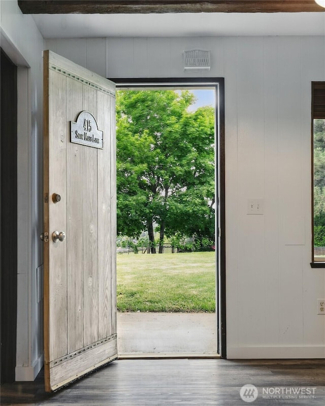 415 Snow Mass Ln, Yakima, WA 98908 - entryway featuring wood finished floors and wood walls