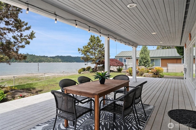 11521 E State Route 106, Union, WA 98592 - wooden terrace with outdoor dining space and a water view