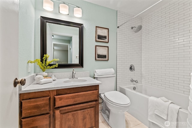 1965 12th Ave W Unit 202, Seattle, WA 98119 - bathroom featuring vanity, toilet, washtub / shower combination, and tile patterned flooring