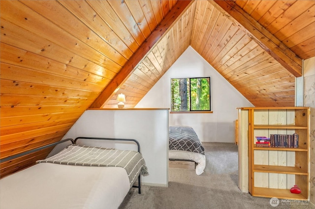 11318 583rd Ave E, Enumclaw, WA 98022 - carpeted bedroom featuring wood ceiling and lofted ceiling